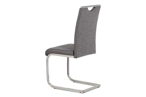 Jedálenská stolička HC-921 GREY2, látka sivá + koženka sivá / brúsený nerez
