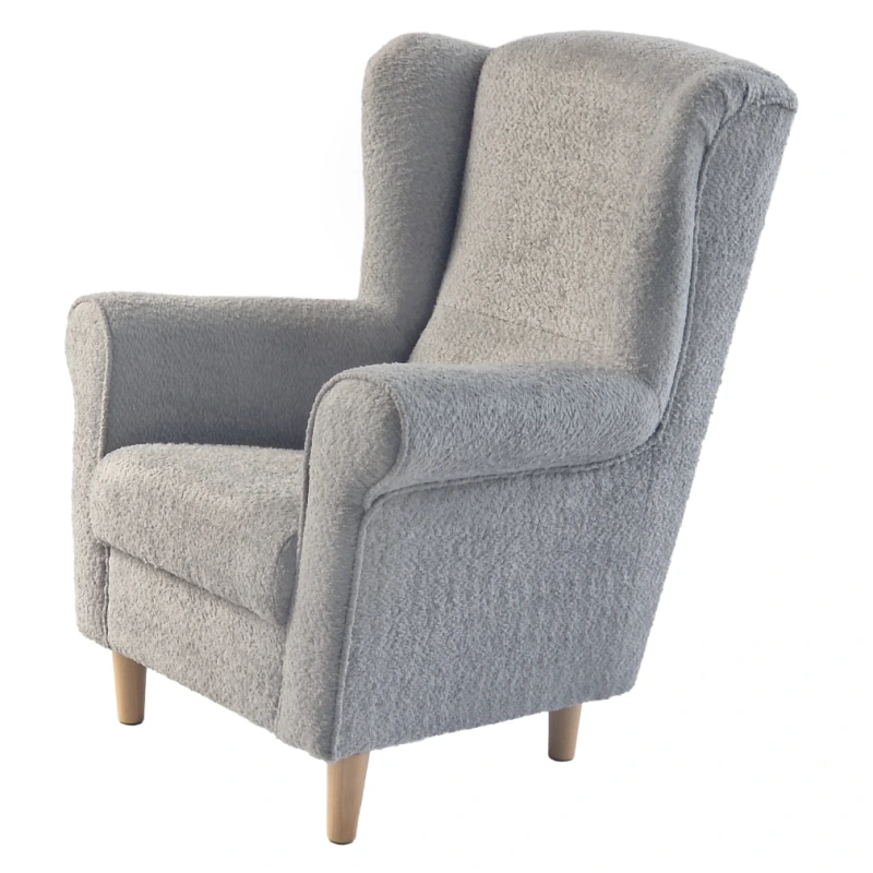 Kreslo ušiak, sivá látka Coral, CHARLOT 5