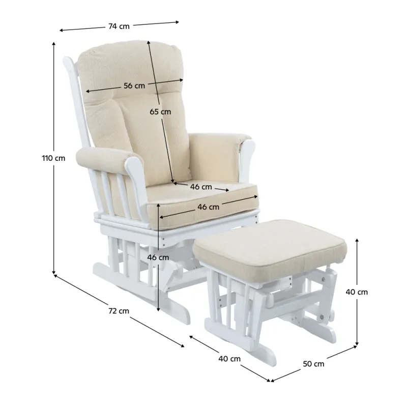 Hojdacie kreslo s podnožou, biela/krémová, SAFORD 5
