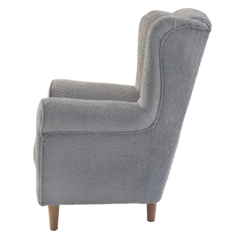 Kreslo ušiak, sivá látka Coral, CHARLOT 7