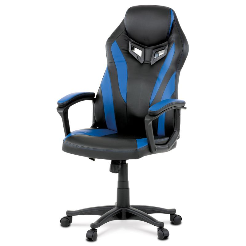 Autronic - Herná stolička, poťah - modrá a čierna ekokoža, KA-Y209 BLUE