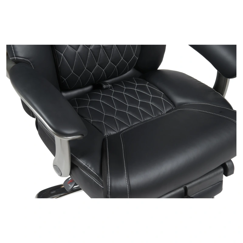 Kancelárske kreslo, čierna ekokoža/chróm, nosnosť 150 kg, URIEN 7