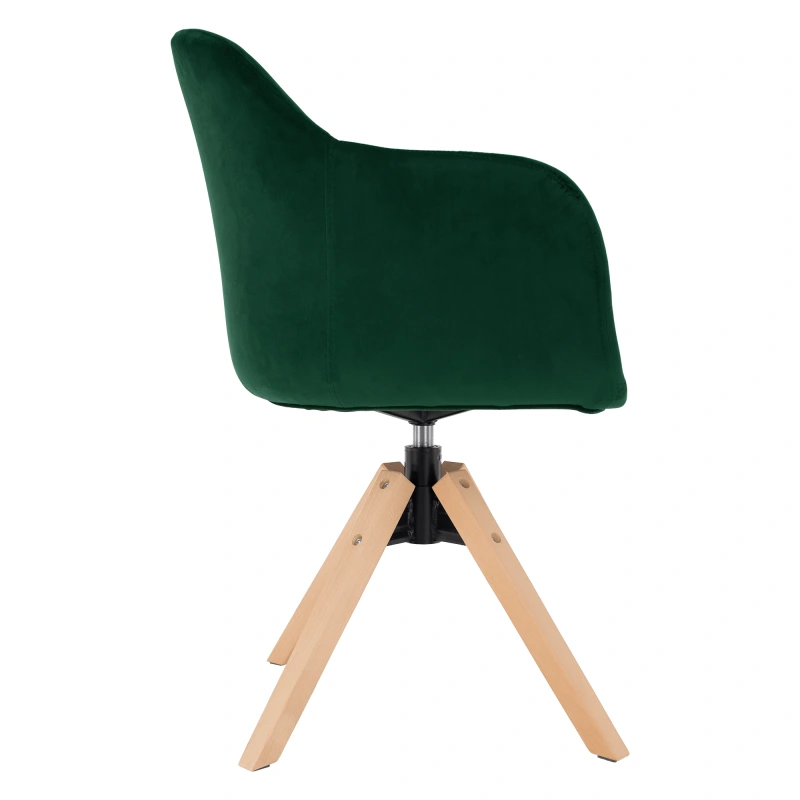 Otočné kreslo, velvet látka, smaragd/buk, DALIO 5
