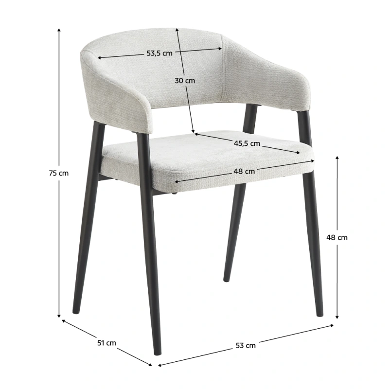 Dizajnové jedálenské kreslo, svetlosivá/čierna, NIZAR TYP 2 5