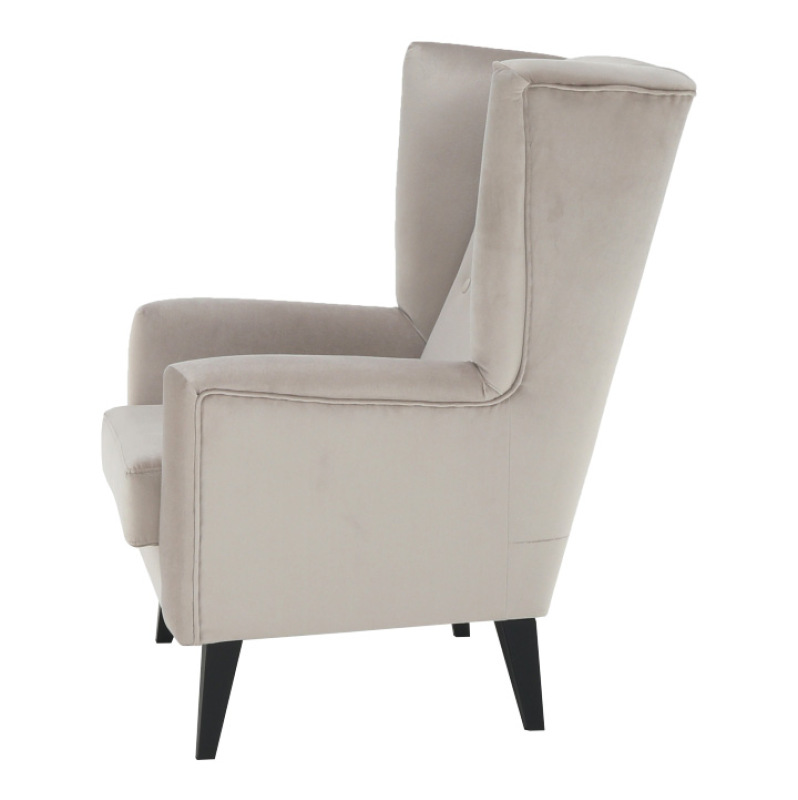 Kreslo-ušiak, krémová/čierna, RODEZA 4