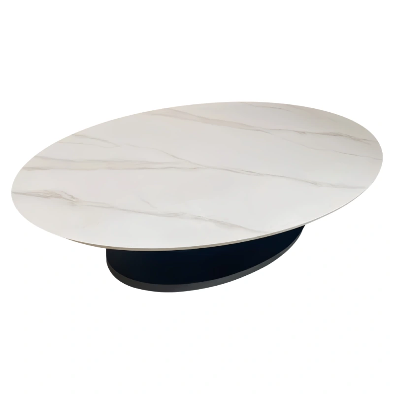 Konferenčný stolík, imitácia mramoru/čierna, AXEN 4