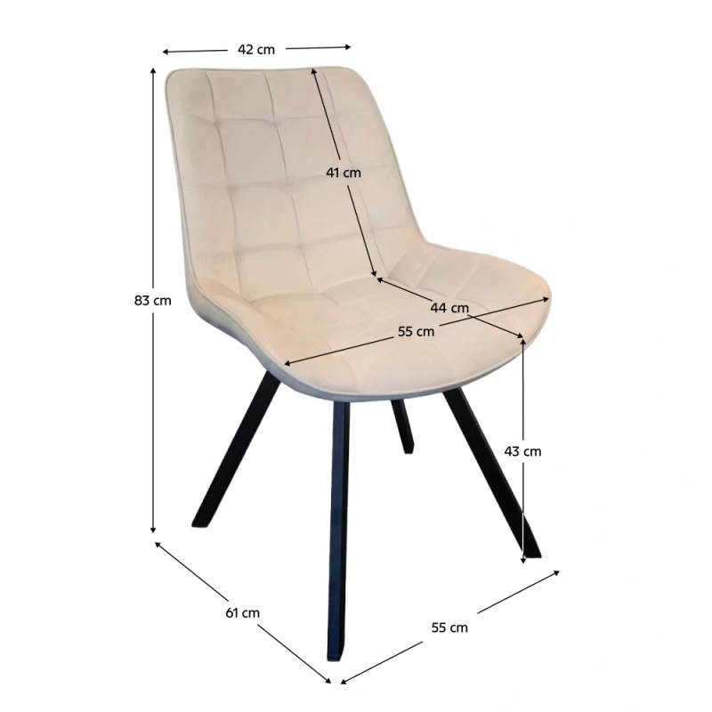 Jedálenská stolička, béžová Velvet látka/čierna, SAMIRA 8