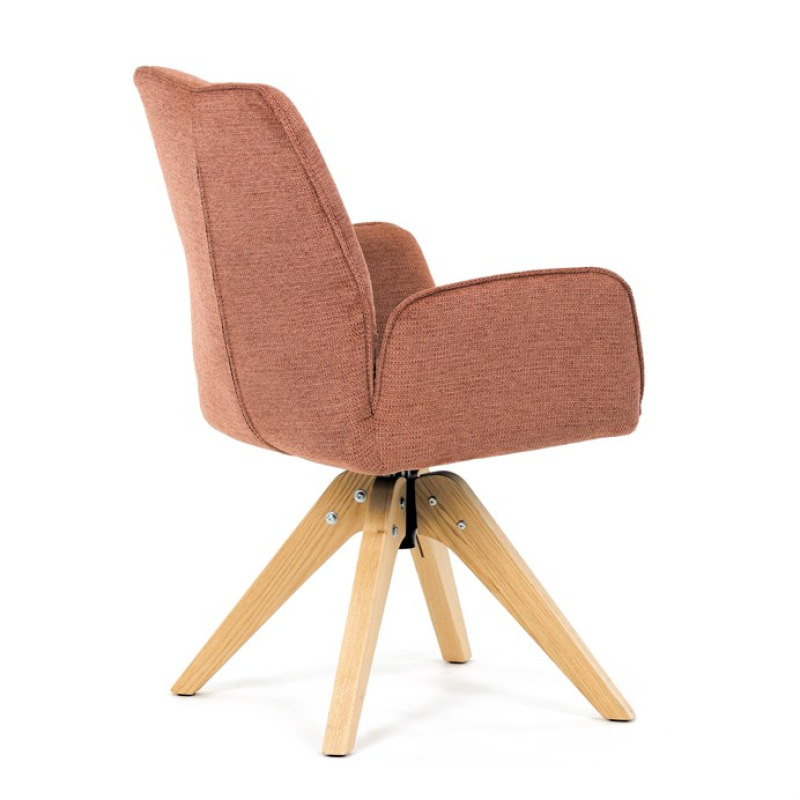 Jídelní židle DCH-C2148 ORA2, oranžová voděodpudivá látka, dubové nohy, otočná 360° 9