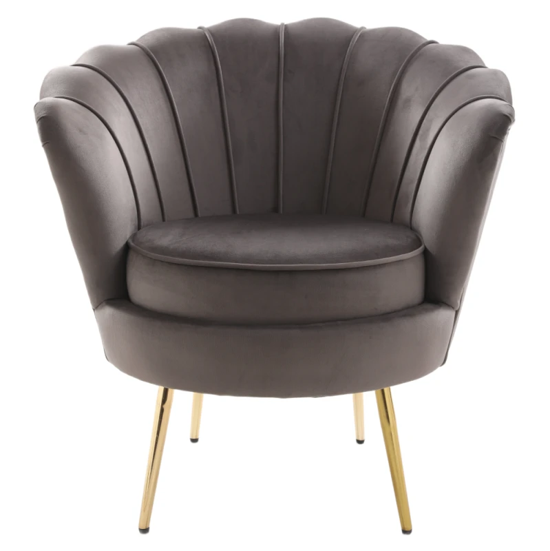 Kreslo v štýle Art-deco, sivohnedá Velvet látka/gold chróm zlatý, NOBLEO 2