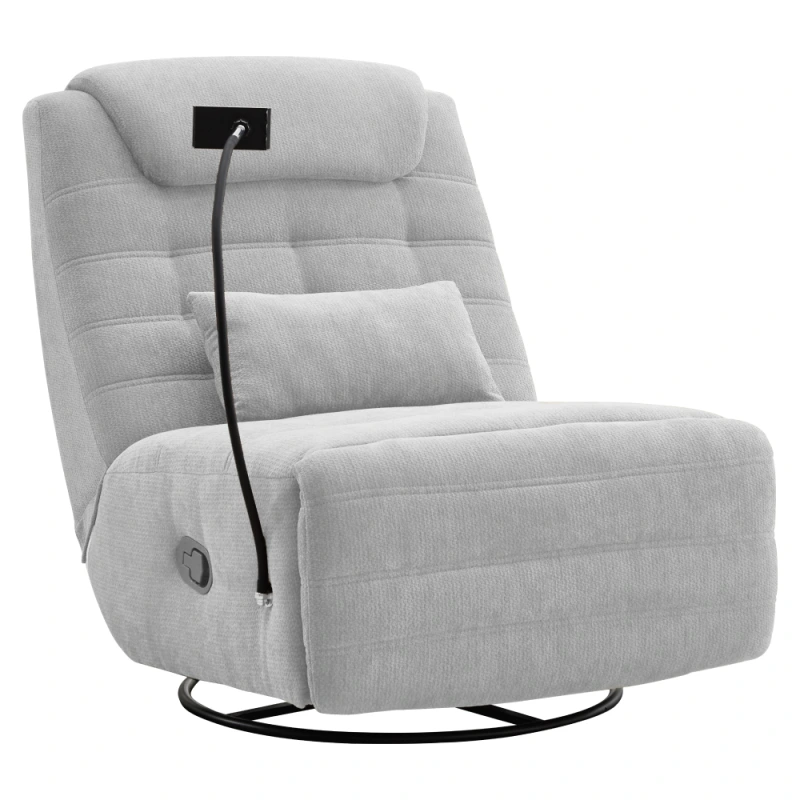 Luxusné otočné kreslo, hojdacie, svetlosivá, UMBRO