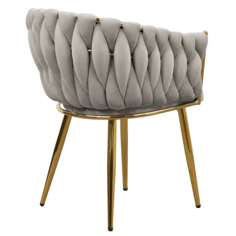 Jedálenské kreslo, sivohnedá Taupe Velvet látka/gold chróm zlatý, DEILA 7