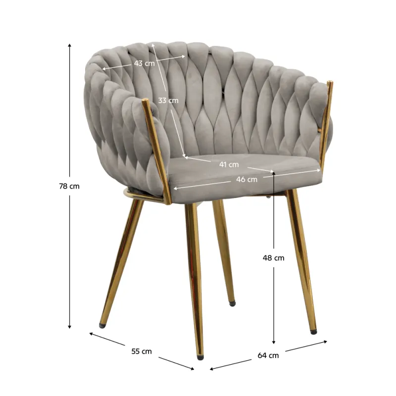 Jedálenské kreslo, sivohnedá Taupe Velvet látka/gold chróm zlatý, DEILA 3