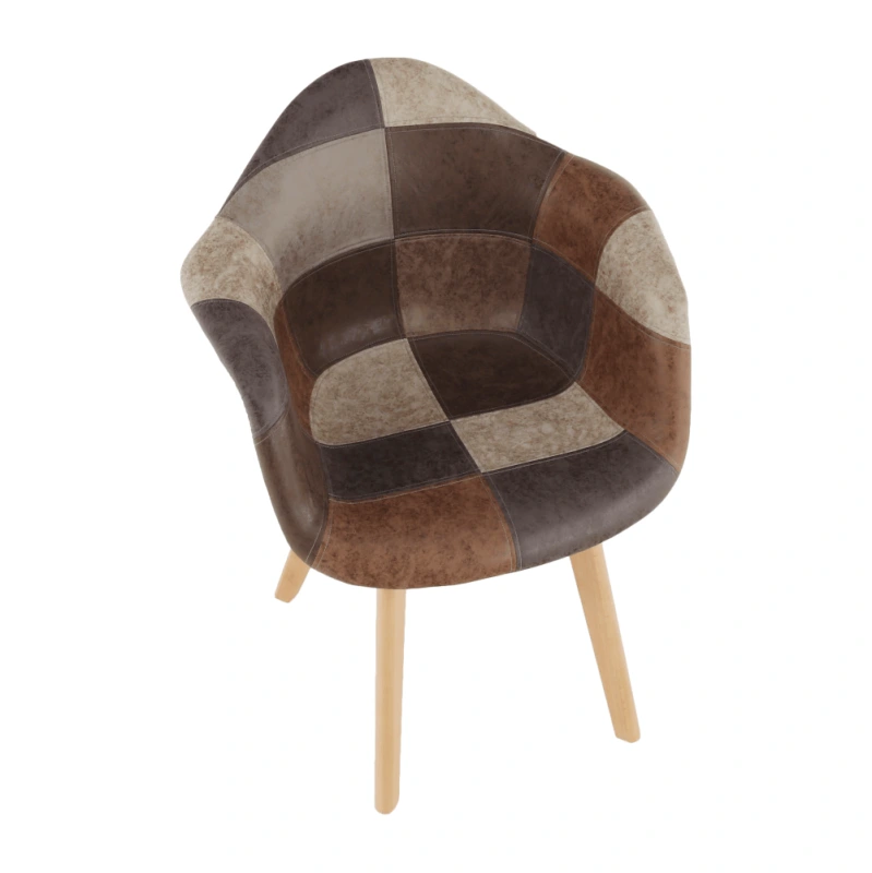 Dizajnové kreslo, patchwork/buk, TERST 15