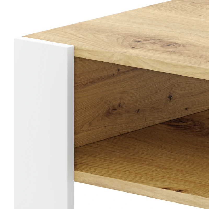 Konferenčný stolík, dub artisan/biela, CARA 2 2