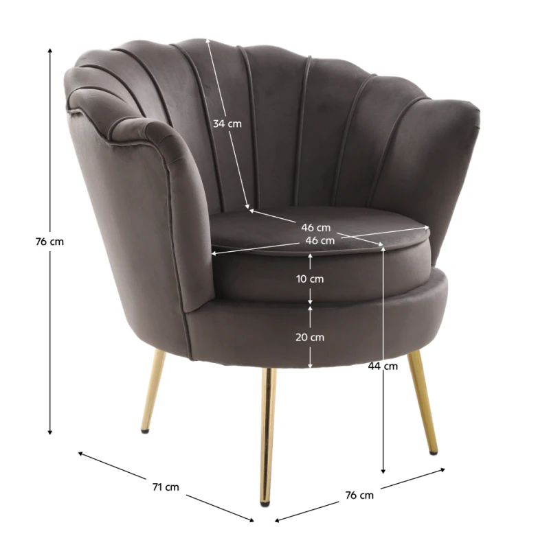Kreslo v štýle Art-deco, sivohnedá Velvet látka/gold chróm zlatý, NOBLEO 4