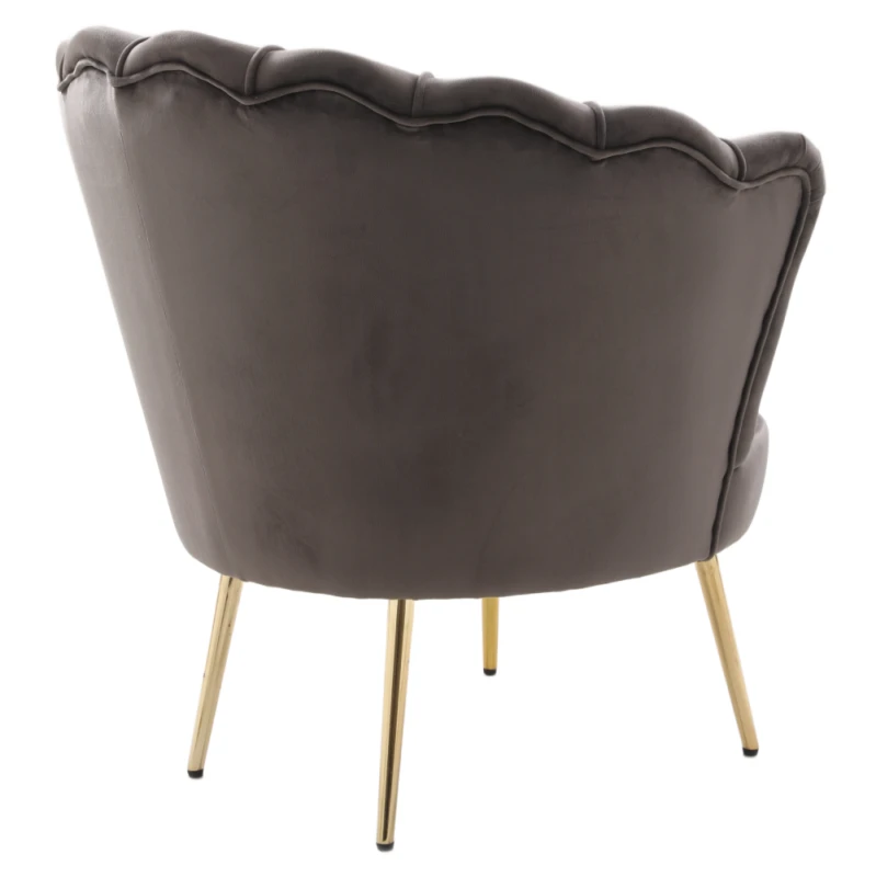 Kreslo v štýle Art-deco, sivohnedá Velvet látka/gold chróm zlatý, NOBLEO 3