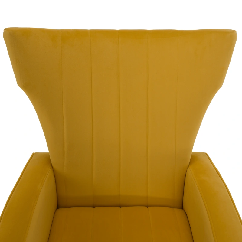 Relaxačné kreslo, žltá Velvet látka, BARET 10