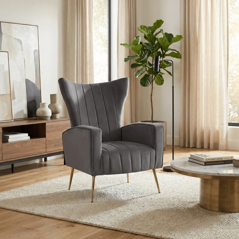 Relaxačné kreslo, sivá Velvet látka, BARET 16