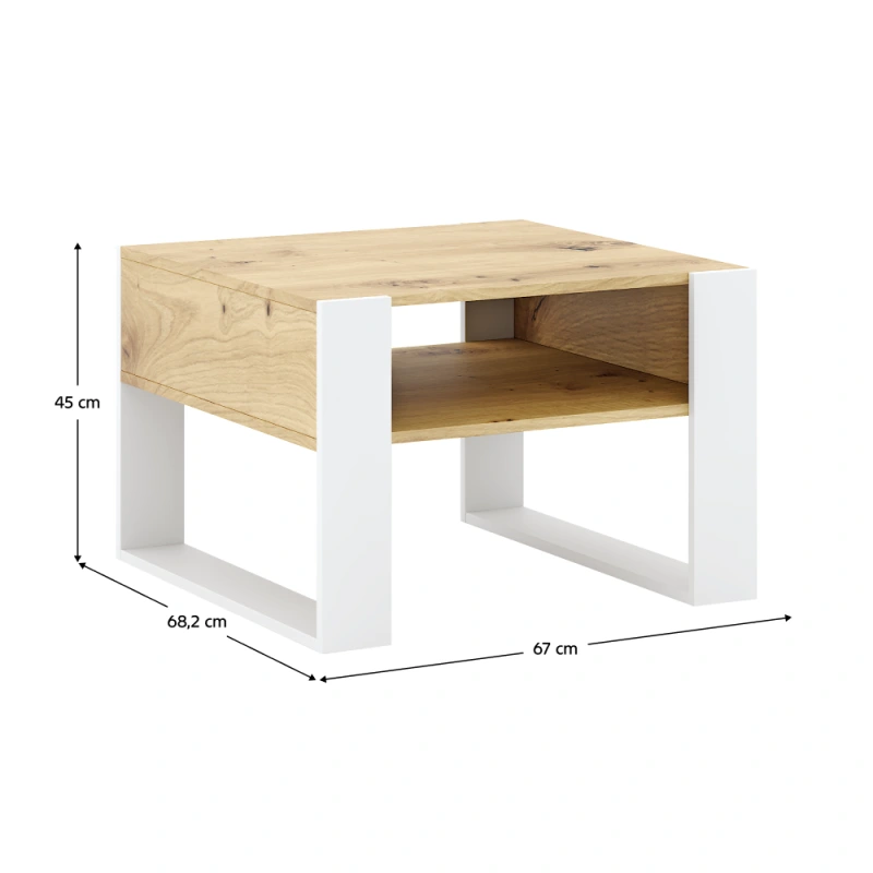Konferenčný stolík, dub artisan/biela, CARA 2 4