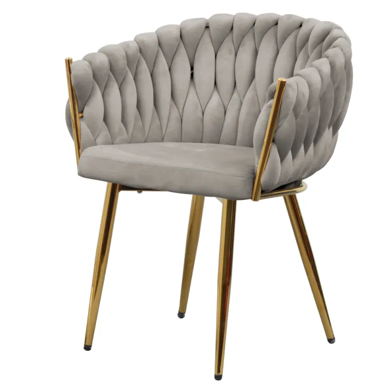 Jedálenské kreslo, sivohnedá Taupe Velvet látka/gold chróm zlatý, DEILA 5