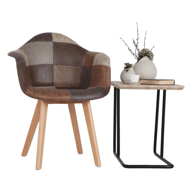 Dizajnové kreslo, patchwork/buk, TERST 10