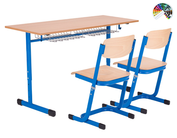 Školská žiacka Dvojmiestna lavica VARIOFLEX nastaviteľná, rôzne farby a veľkosti