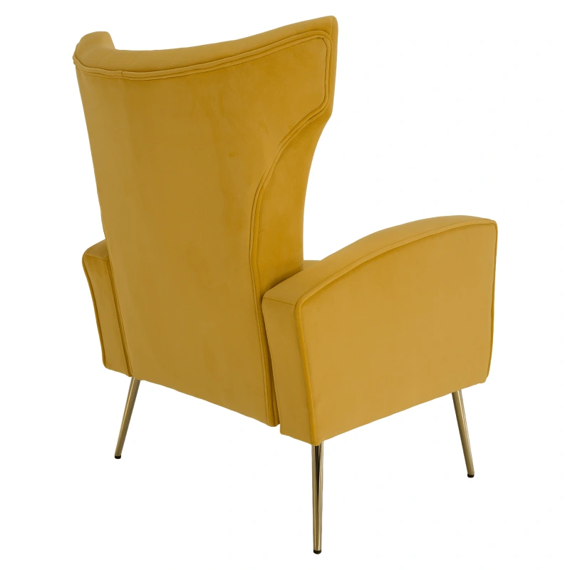 Relaxačné kreslo, žltá Velvet látka, BARET 1