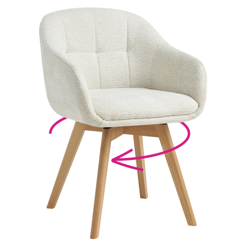 Otočné jedálenské kreslo, krémová/buk, DIMER