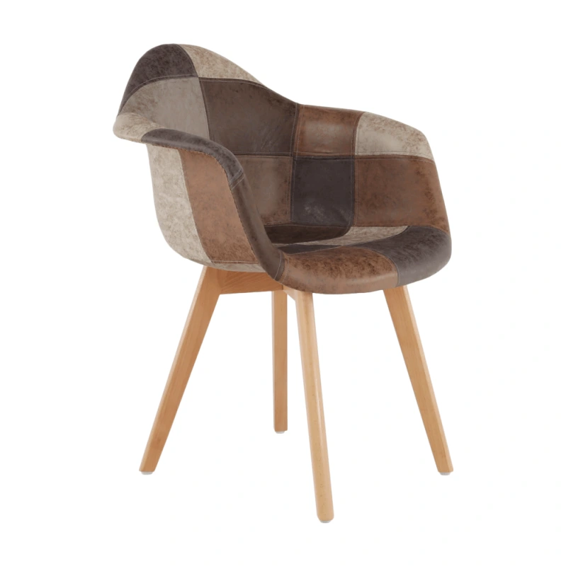 Dizajnové kreslo, patchwork/buk, TERST 13