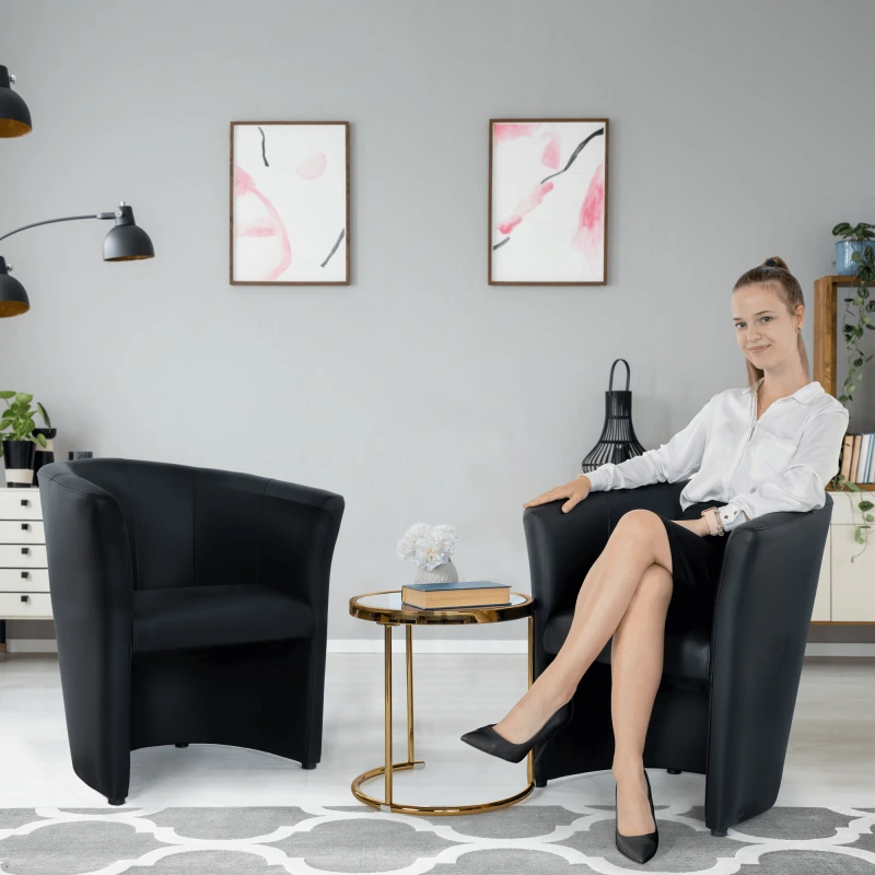 Klubové kreslo, ekokoža Damasko čierna, CUBA 5