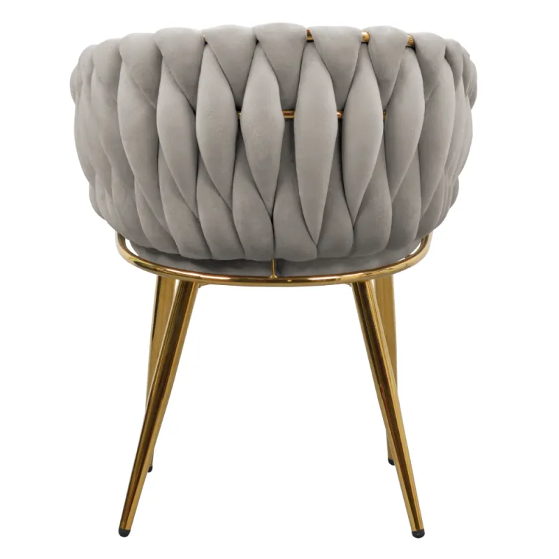 Jedálenské kreslo, sivohnedá Taupe Velvet látka/gold chróm zlatý, DEILA 8