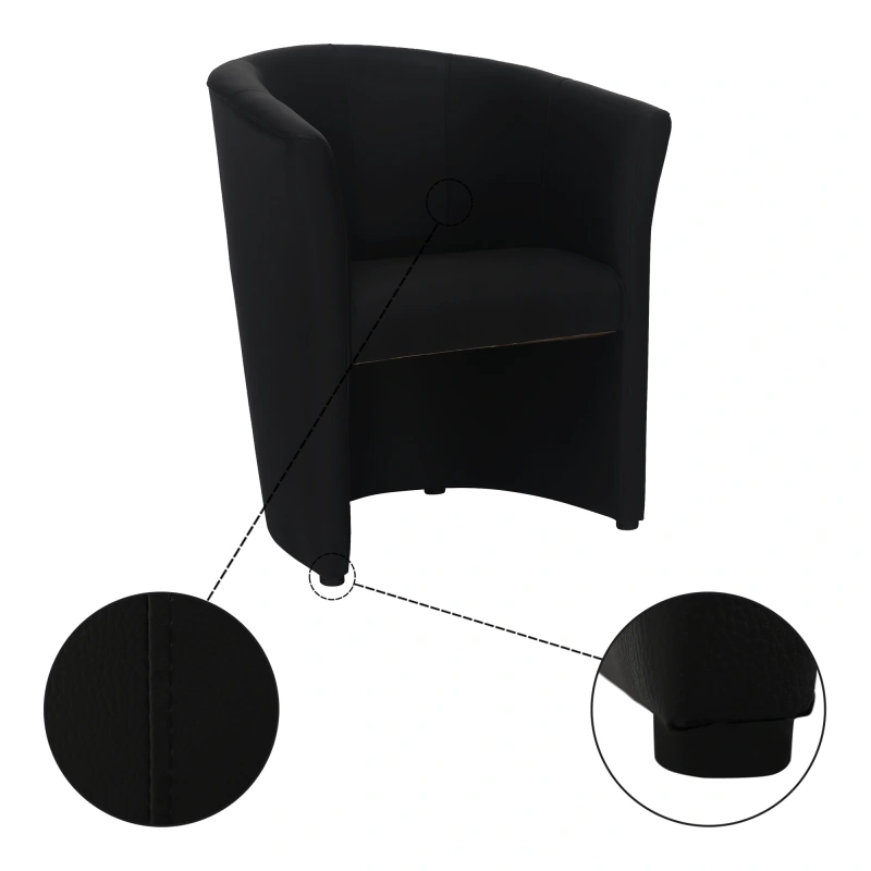 Klubové kreslo, ekokoža Damasko čierna, CUBA 16