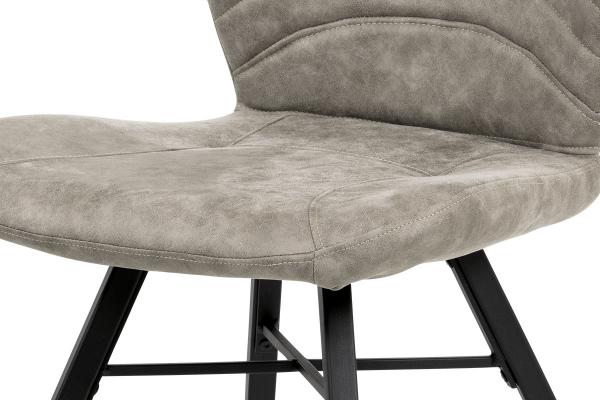 Jedálenská stolička HC-442 LAN3, lanýžová látka vintage, kov čierny matný