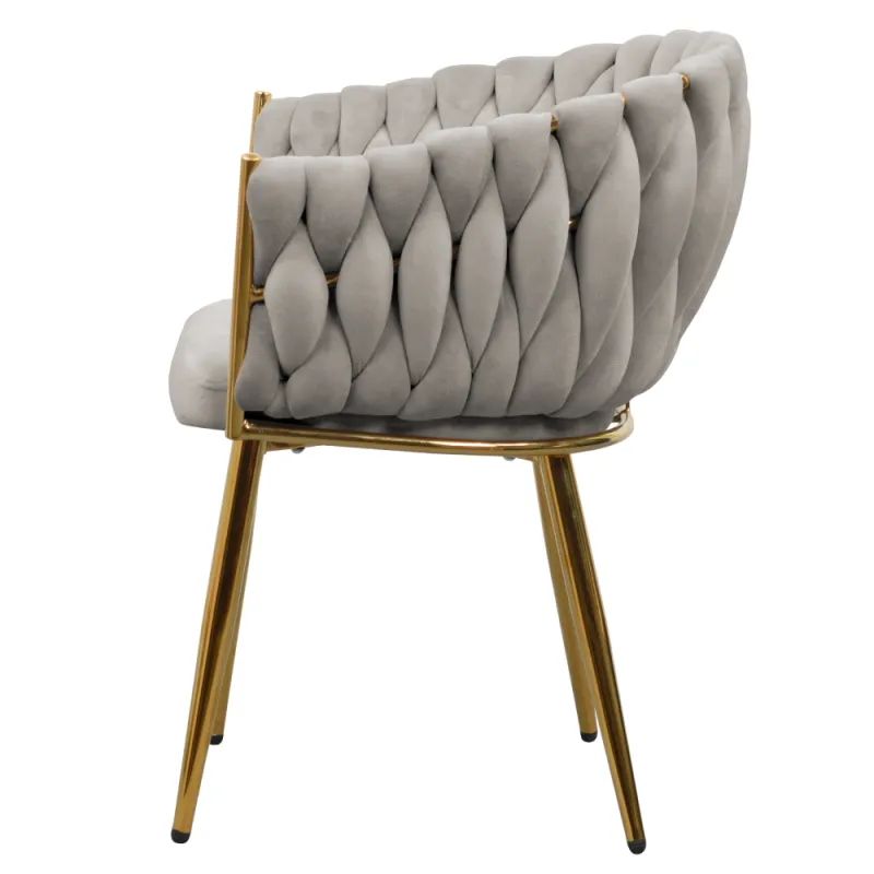 Jedálenské kreslo, sivohnedá Taupe Velvet látka/gold chróm zlatý, DEILA 6