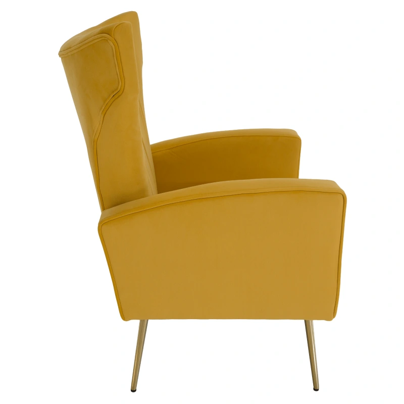 Relaxačné kreslo, žltá Velvet látka, BARET 20