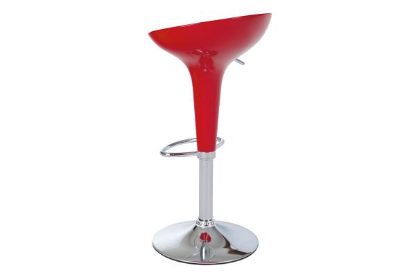 Barová stolička AUB-9002 RED, plast červený/chróm