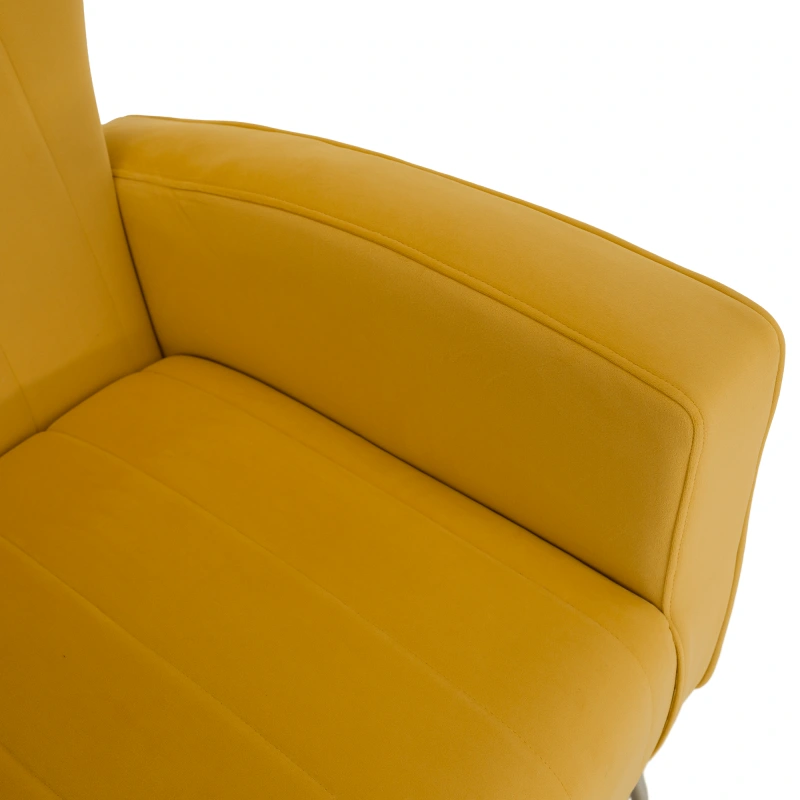 Relaxačné kreslo, žltá Velvet látka, BARET 13