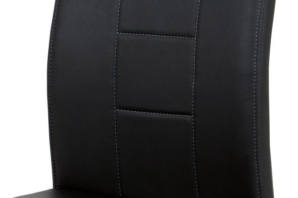 Autronic - Jedálenská stolička čierna koženka / chrom - DCL-411 BK