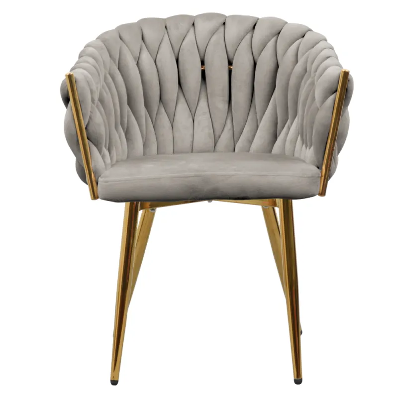 Jedálenské kreslo, sivohnedá Taupe Velvet látka/gold chróm zlatý, DEILA 4