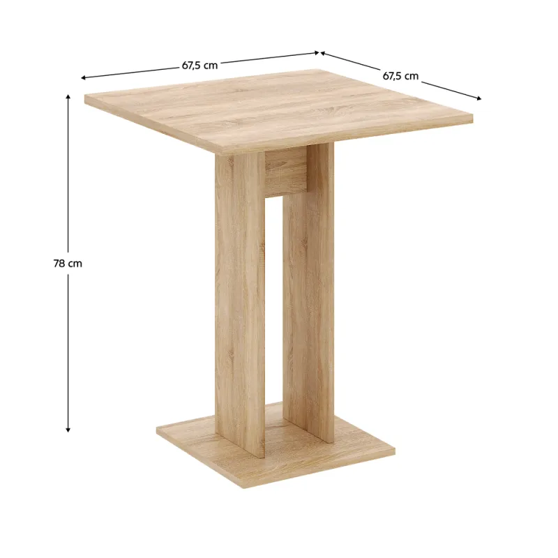 Jedálenský stôl, dub sonoma, 67,5x67,5 cm, EVERET