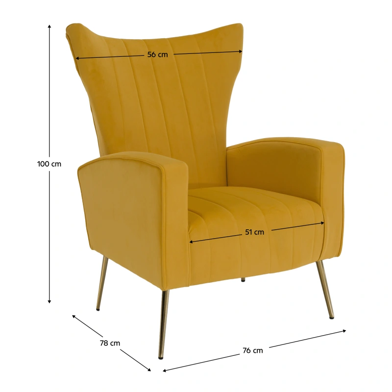 Relaxačné kreslo, žltá Velvet látka, BARET 8