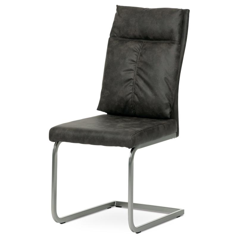 Autronic Jedálenská stolička DCH-459 GREY3 sivá látka v dekore vintage kože