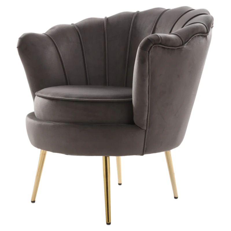 Kreslo v štýle Art-deco, sivohnedá Velvet látka/gold chróm zlatý, NOBLEO 1