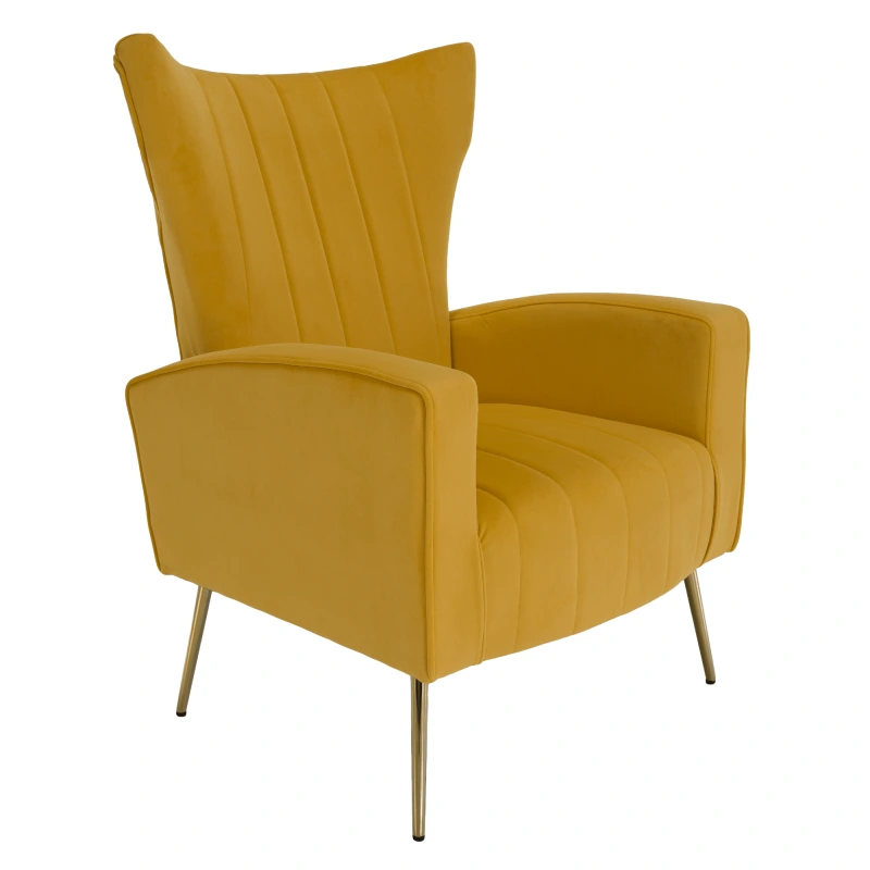 Relaxačné kreslo, žltá Velvet látka, BARET 19